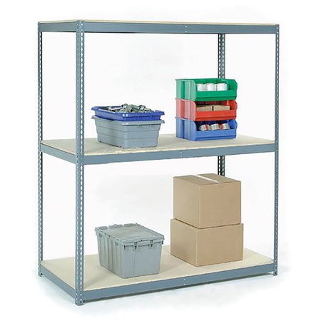 GLOBAL INDUSTRIAL Wide Span Rack 72Wx48Dx96H, 3 Shelves Wood Deck 900 Lb Cap. Per Level, Gray B2297108